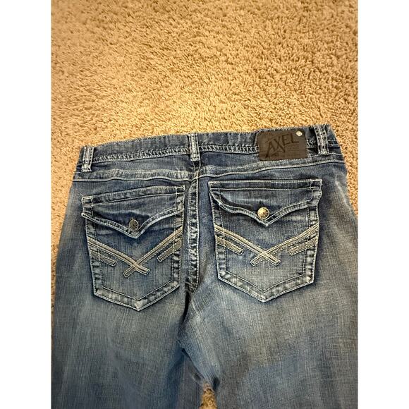 T.K. Axel Blue Jeans "Weston" Vintage Boot Light Distressed size 38X30 - Picture 8 of 9